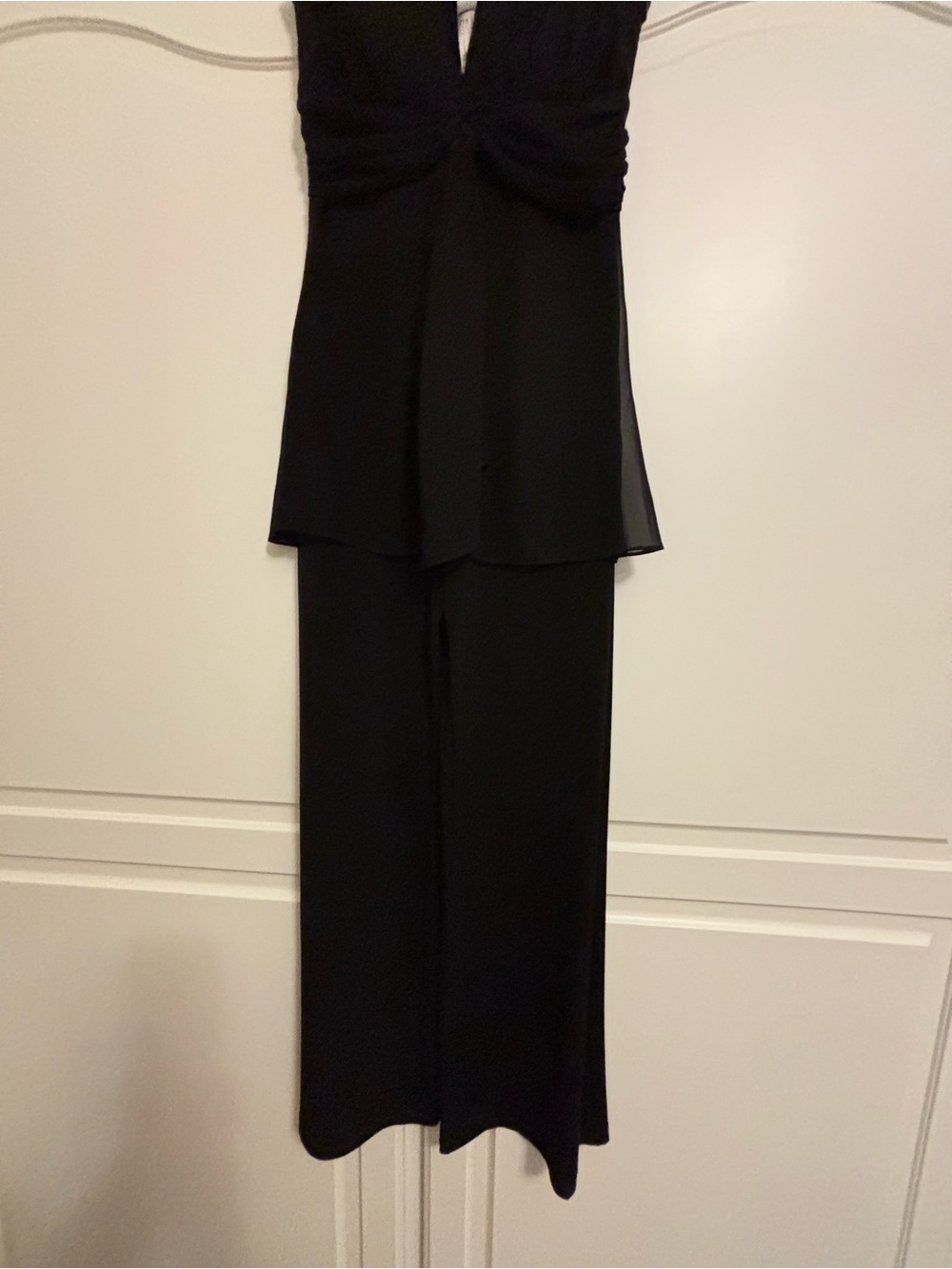 White House Black Market Black Wide-Leg Jumpsuit with V-Neck